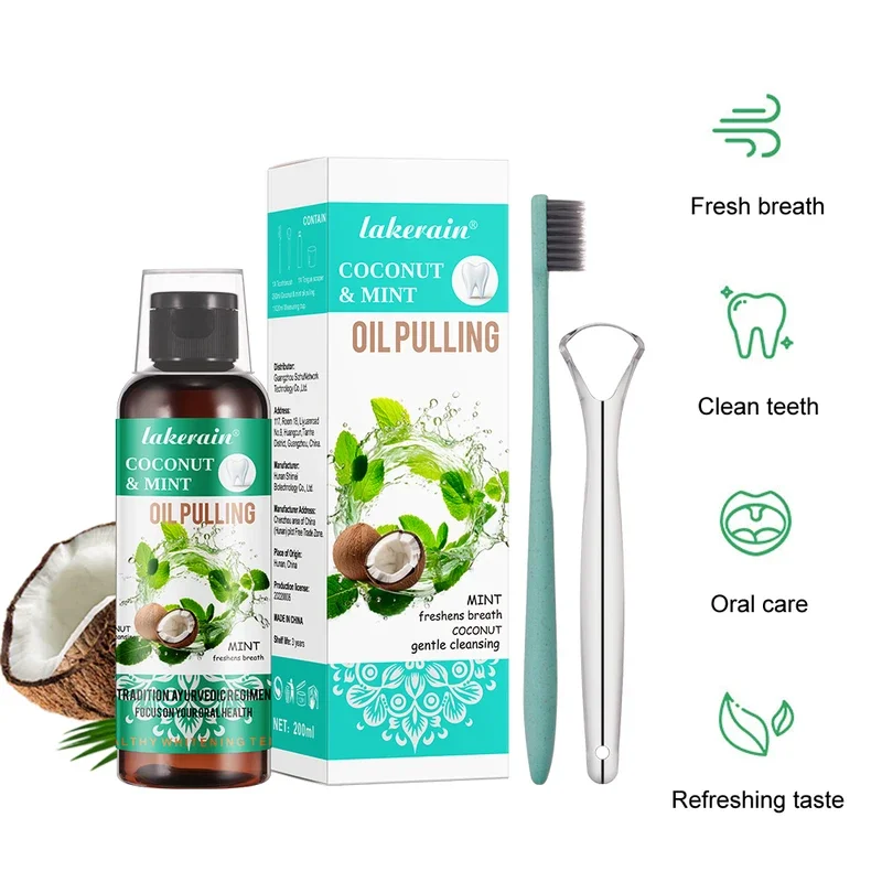 Teeth Whitening Oil Pulling - 60/100/200/250ml 코코넛 민트 유분 제거 구강