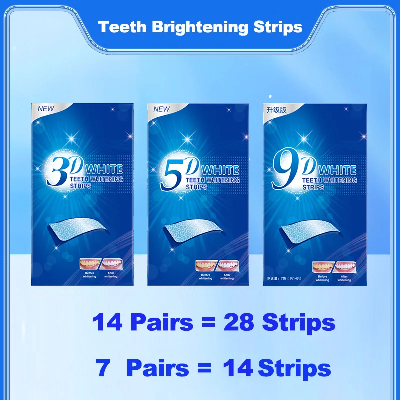 Whitening Strip 3D - 2박스 3D/5D/9D 치아 미백 스트립 화이트닝