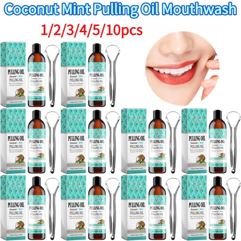 Teeth Whitening Oil Pulling - 코코넛 민트 풀링 오일 구강청결제 무알코올