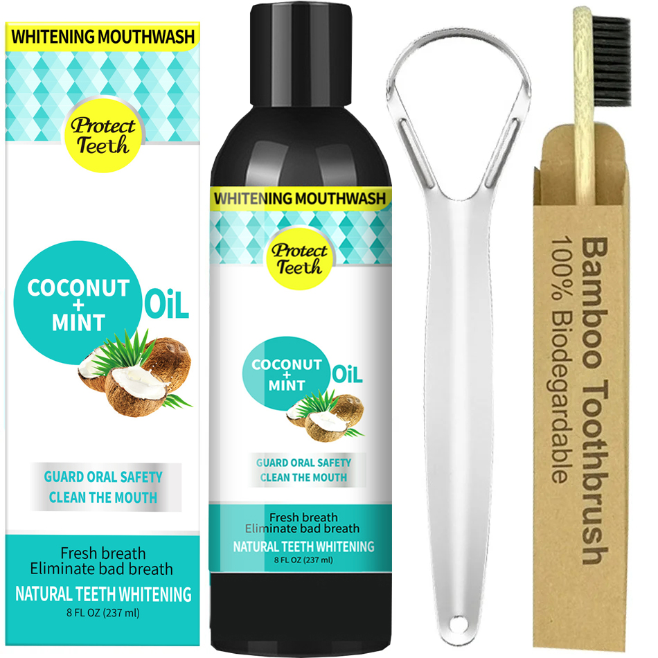 Teeth Whitening Oil Pulling - 237ml 코코넛 민트 당기는 오일 구강