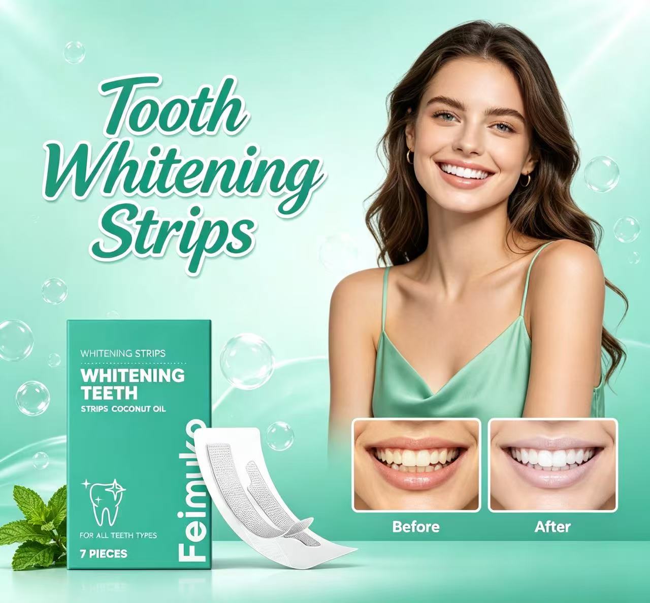 Teeth Whitening Oil Pulling - 코코넛 오일 치아 미백 스트립은 치아에