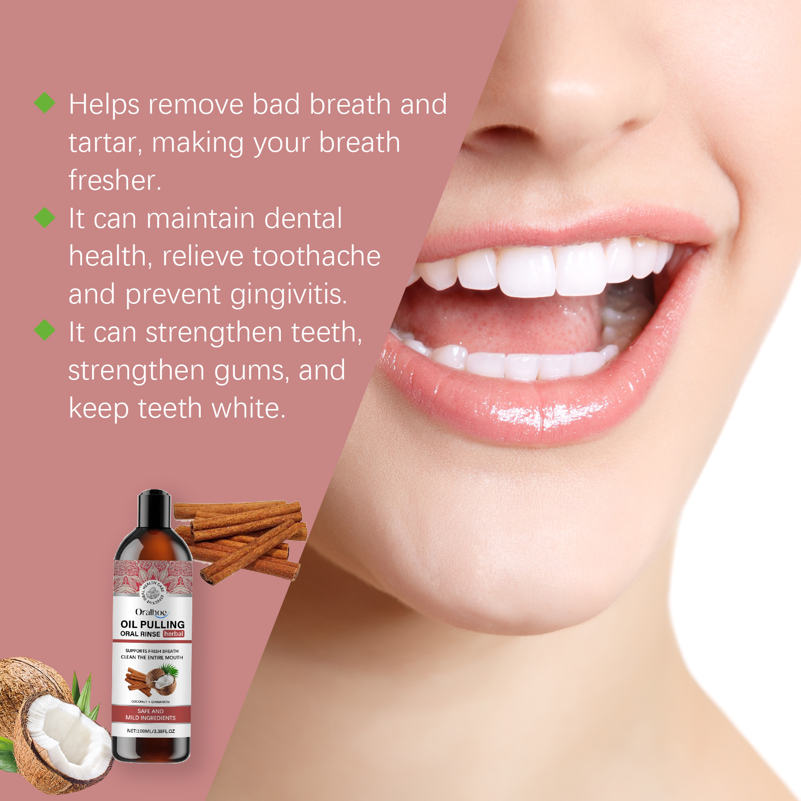 코코넛 당기는 오일 구강 세척제 구강 린스 무알콜 허브 - Teeth Whitening Oil Pulling 리뷰 및 가격