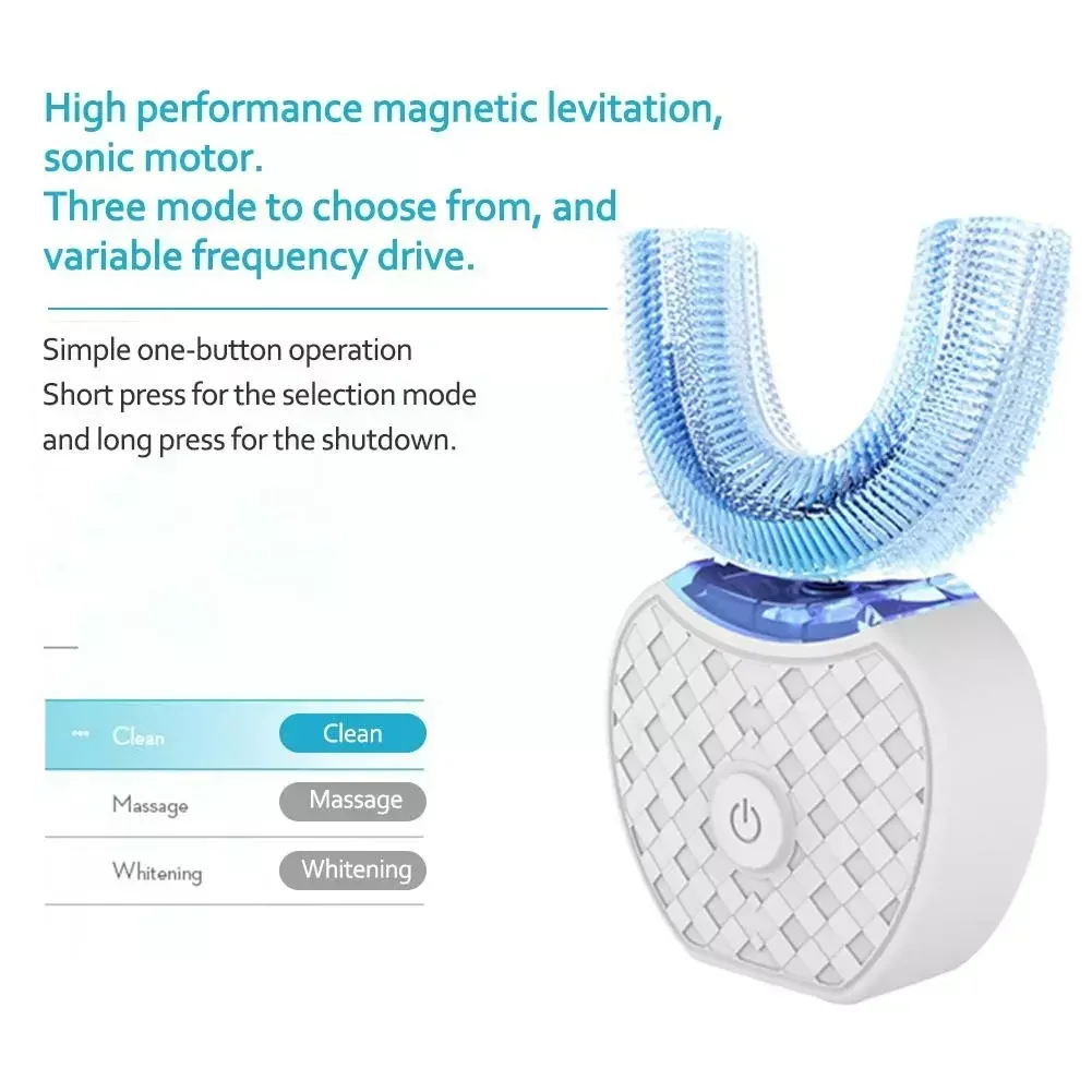 초음파 전동 칫솔 성인용, 자동 U자형 풀 마우스 36 - Teeth Whitening With Blue Light 리뷰 및 가격