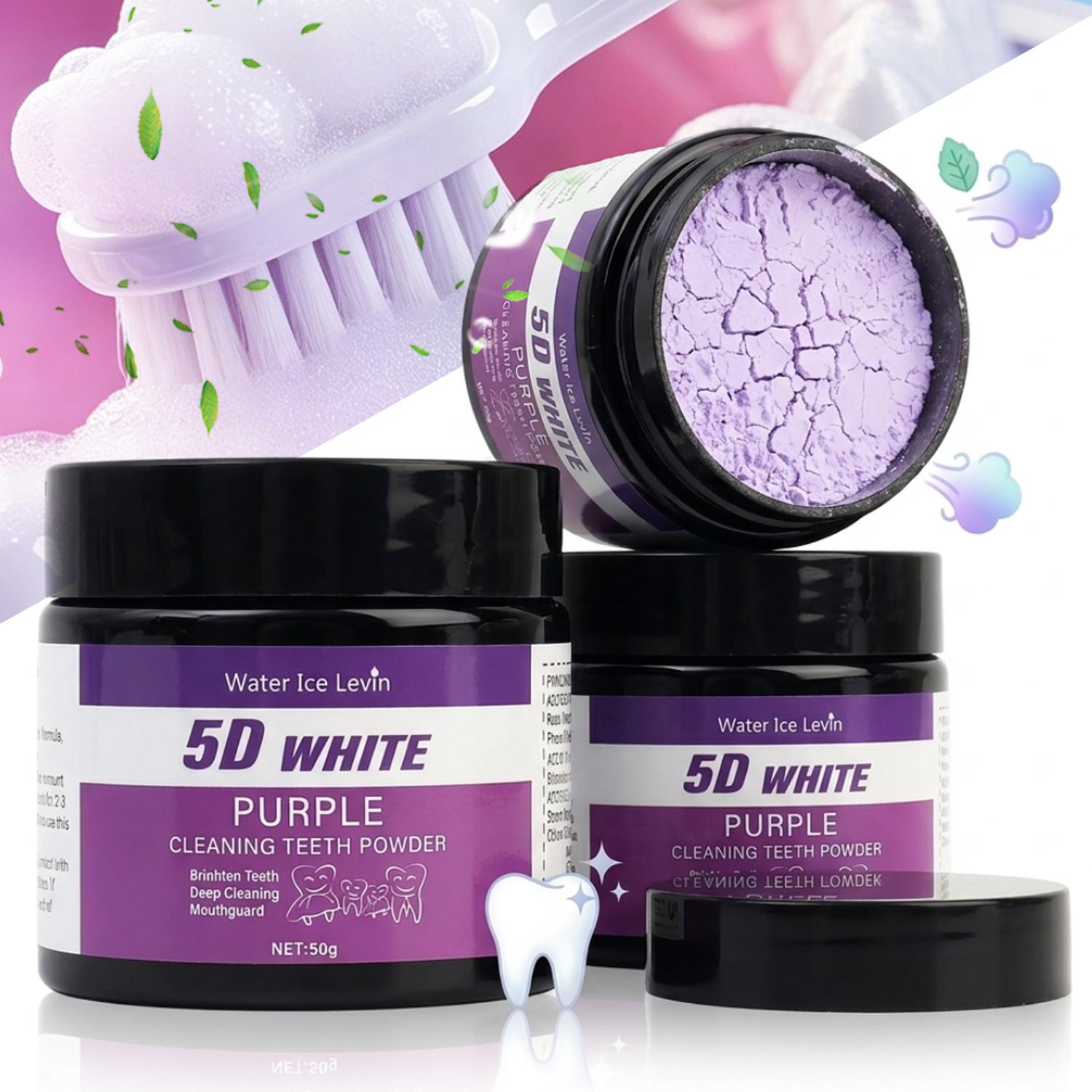 50g/박스 퍼플 치아 미백 파우더 천연 딥 클리닝 입 - Teeth Whitening Oil Pulling 리뷰 및 가격
