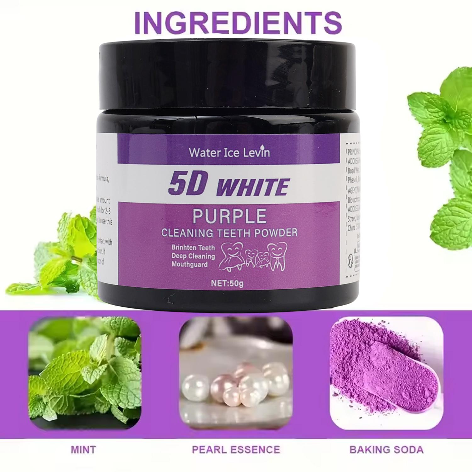 50g/박스 퍼플 치아 미백 파우더 천연 딥 클리닝 입 - Teeth Whitening Oil Pulling 리뷰 및 가격