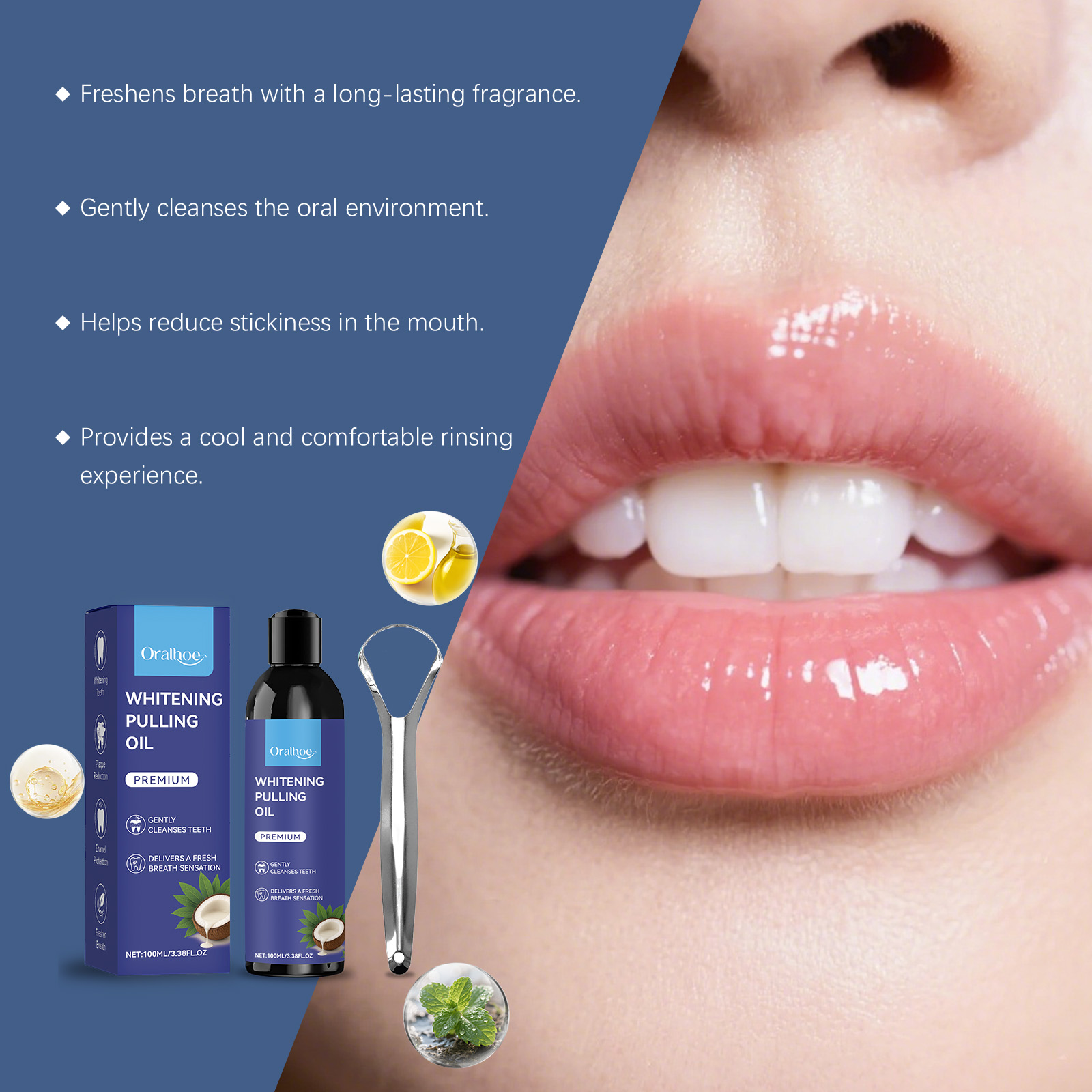 코코넛 오일 풀링 마우스워시 (민트 혀클리너 포함) 무 - Teeth Whitening Oil Pulling 리뷰 및 가격