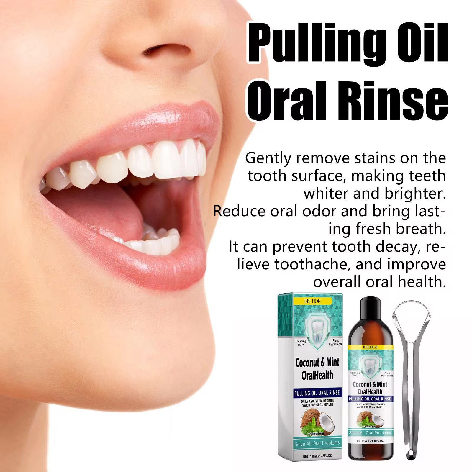 EELHOE 민트 코코넛 오일 구강 세척제 치아 청소  - Teeth Whitening Oil Pulling 리뷰 및 가격
