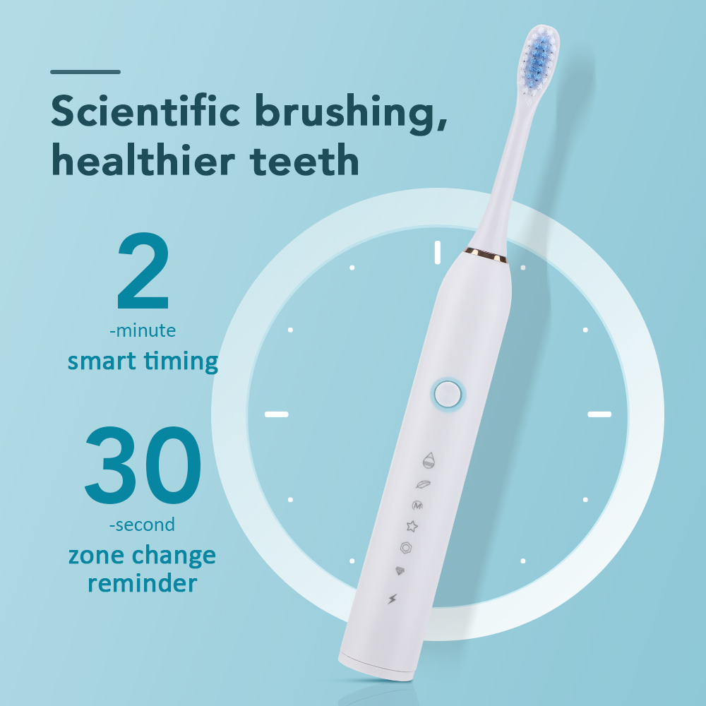 전기 음파 칫솔 교체 헤드가있는 충전식 6 모드 전자  - Teeth Whitening Toothbrush 리뷰 및 가격